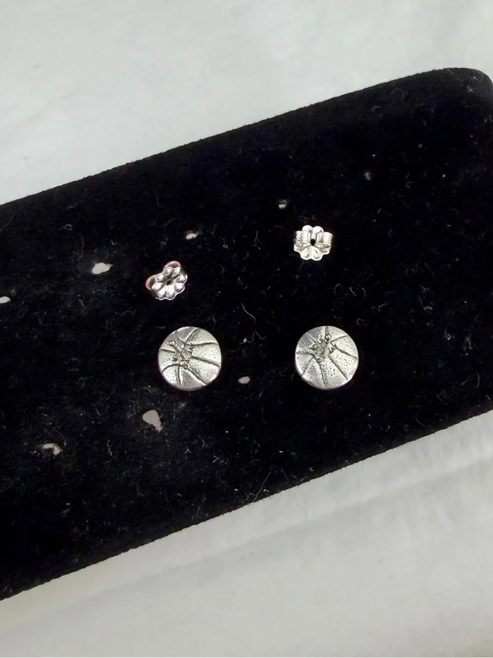 JAMES AVERY Sterling Silver Etched Basketball Stud Post Earrings; RETIRED